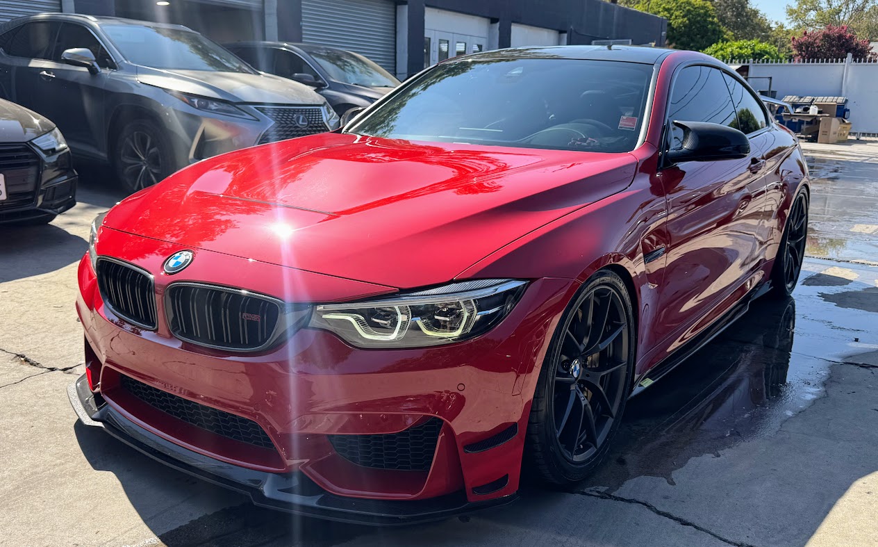 BMW M4 CS paint matching and refinishing after repair in Burbank