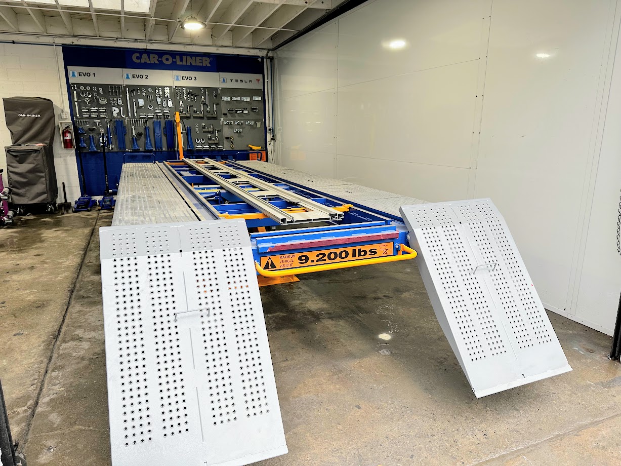 Car-O-Liner frame bench at US Auto Collision Center in Burbank