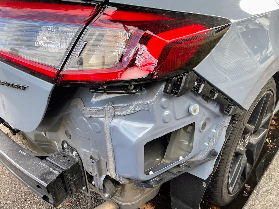 Rear collision damage repair process at US Auto Collision Center in Burbank