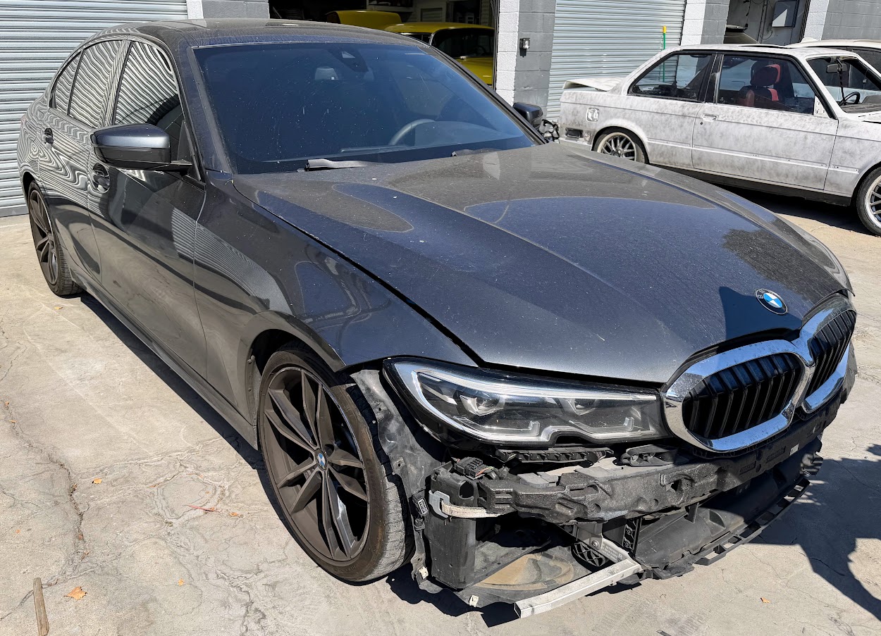 BMW front bumper damage at US Auto Collision Center in Burbank CA